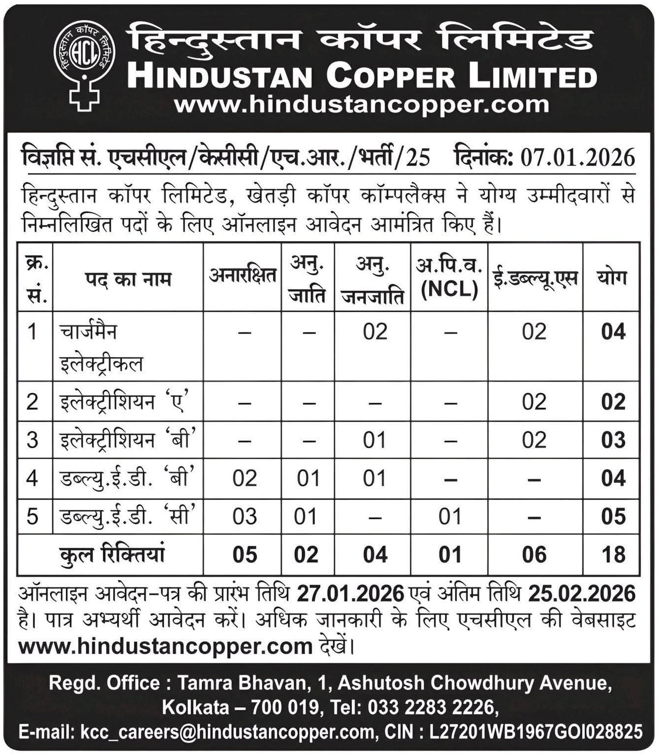 Hindustan Copper Recruitment 2026 Notification